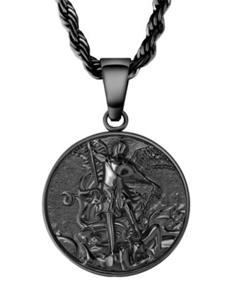 Rhona Sutton Мужской кулон St. Michael из нержавеющей стали, черное покрытие