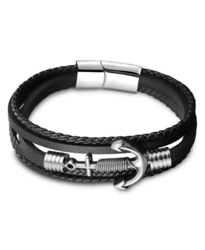 Мужской браслет Rhona Sutton Men's Harbor из кожи и нержавеющей стали