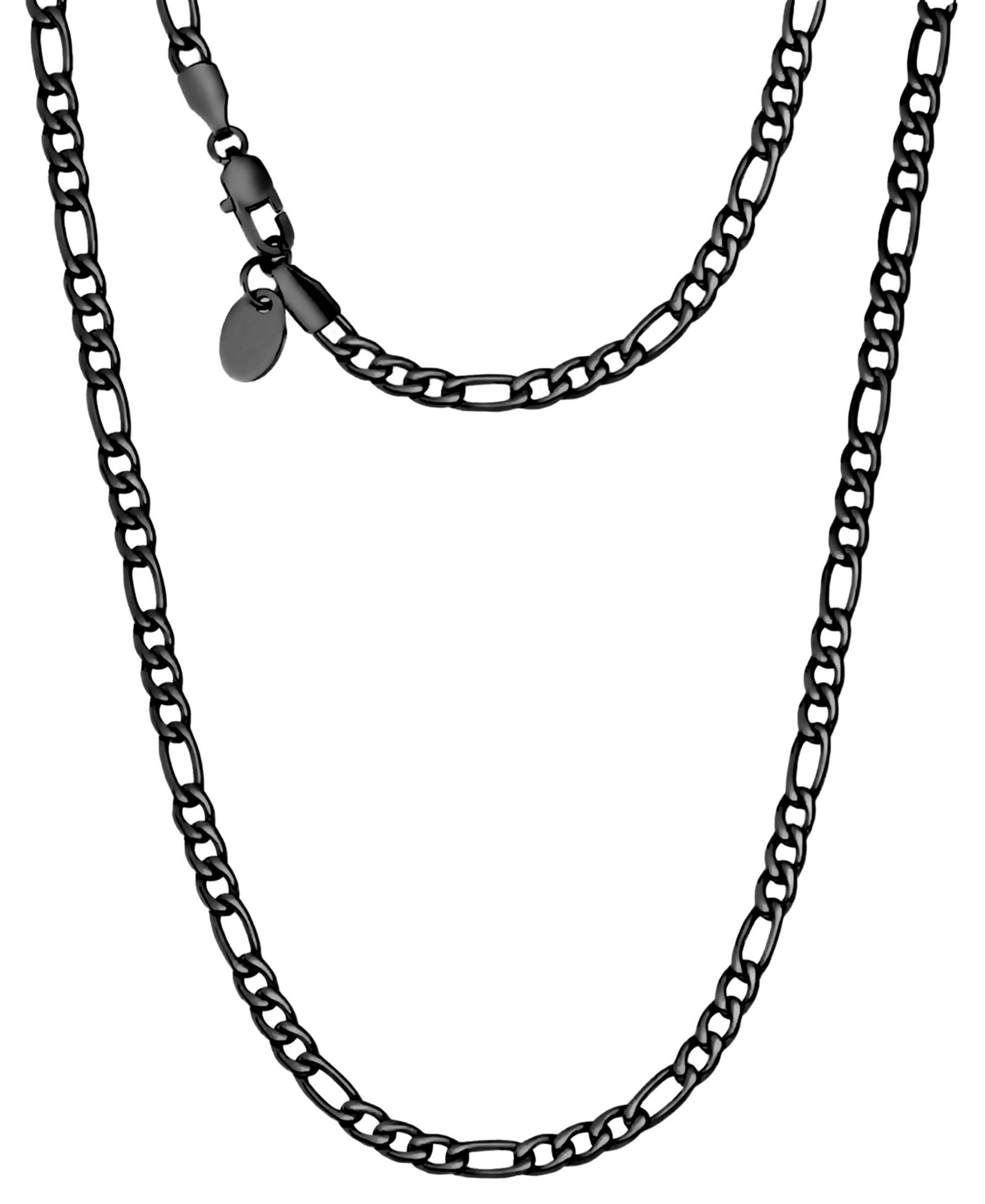 Rhona Sutton Men's Black Plated 18" Stainless Steel Figaro Necklace