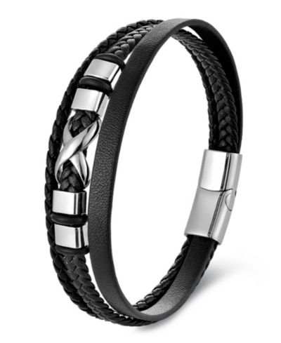 Rhona Sutton Men's Stainless Steel & Corvian Leather Bracelet