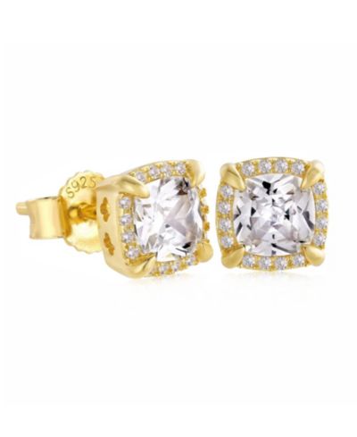Rhona Sutton Мужские серьи-гвоздики Cubic Zirconia Talon Iced в позолоченном серебре 14k Gold Plated
