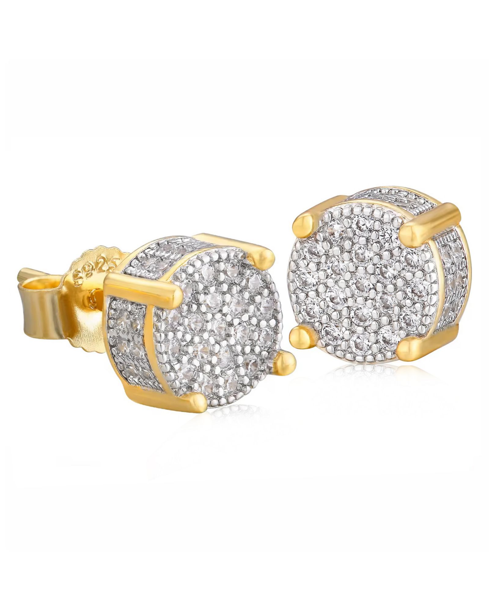Rhona Sutton Men's Cubic Zirconia Iced Forge Stud Earrings in 14k Gold Plated