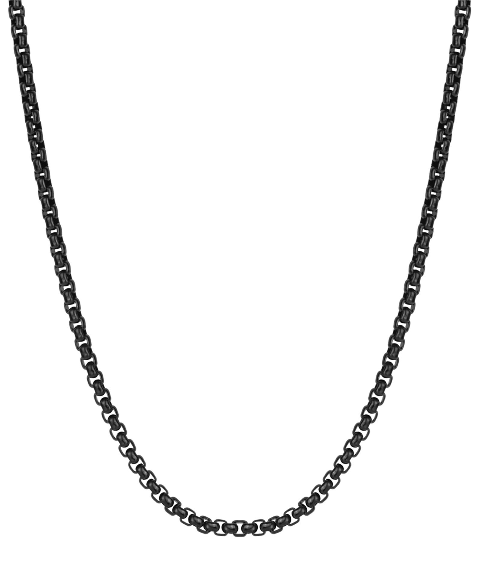 Rhona Sutton Men's Black Plated 22" Stainless Steel Rolo Chain Necklace