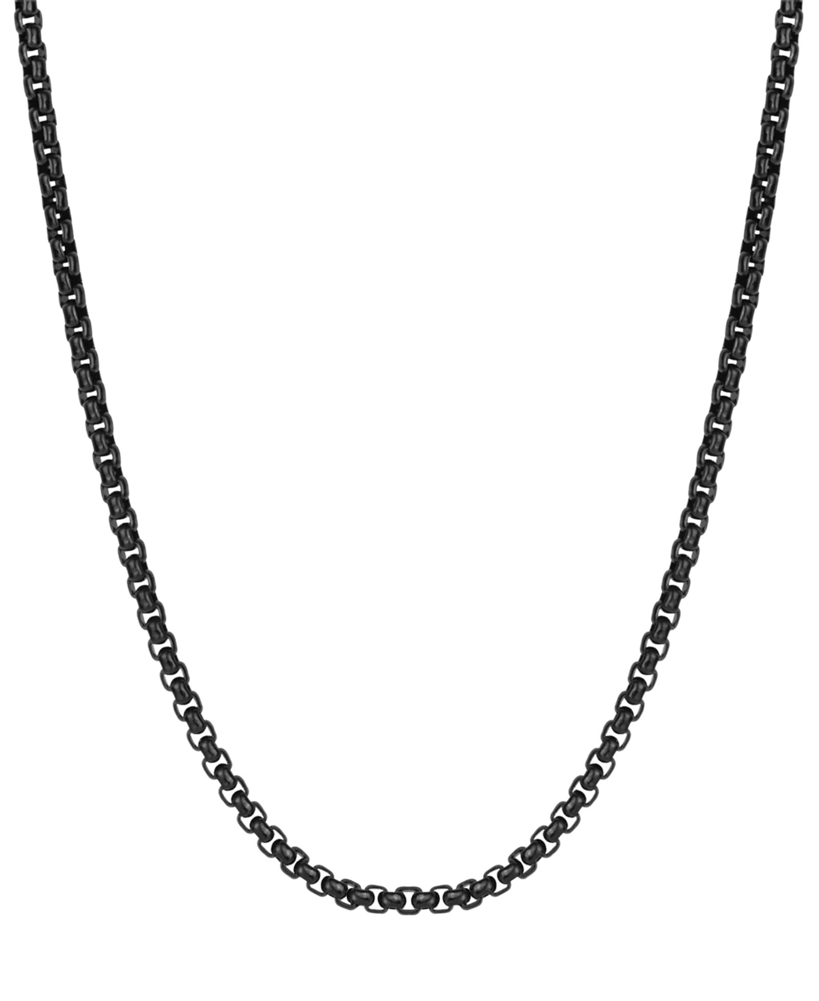Rhona Sutton Men's Black Plated 18" Stainless Steel Rolo Chain Necklace