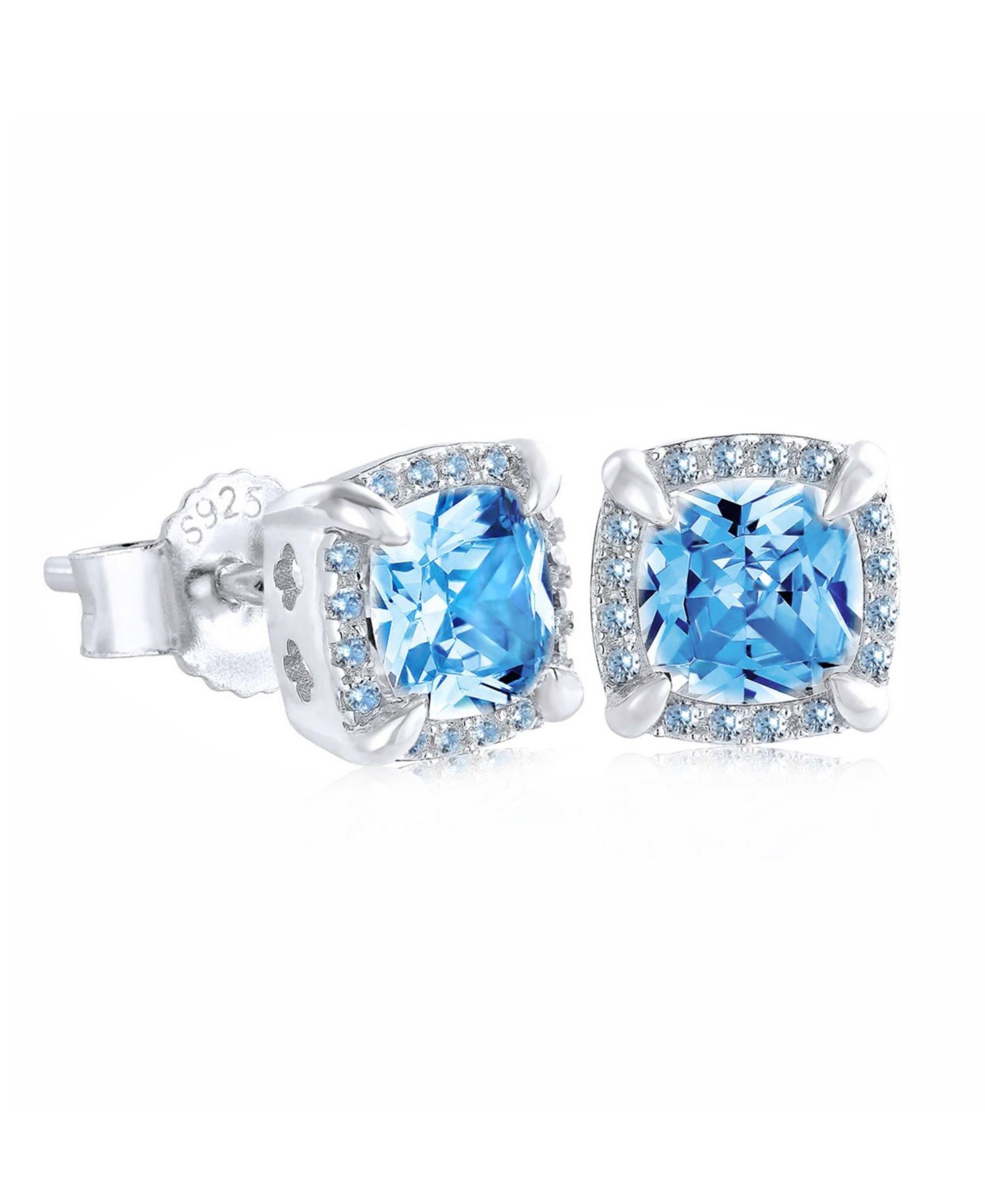 Rhona Sutton Men's Cubic Zirconia Talon Iced Blue Stud Earrings in Sterling Silver