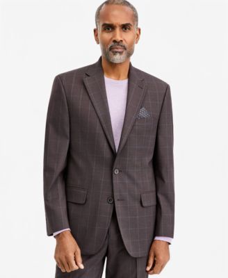 Tallia Men's Classic-Fit Brown & Blue Check Suit Separate Jacket