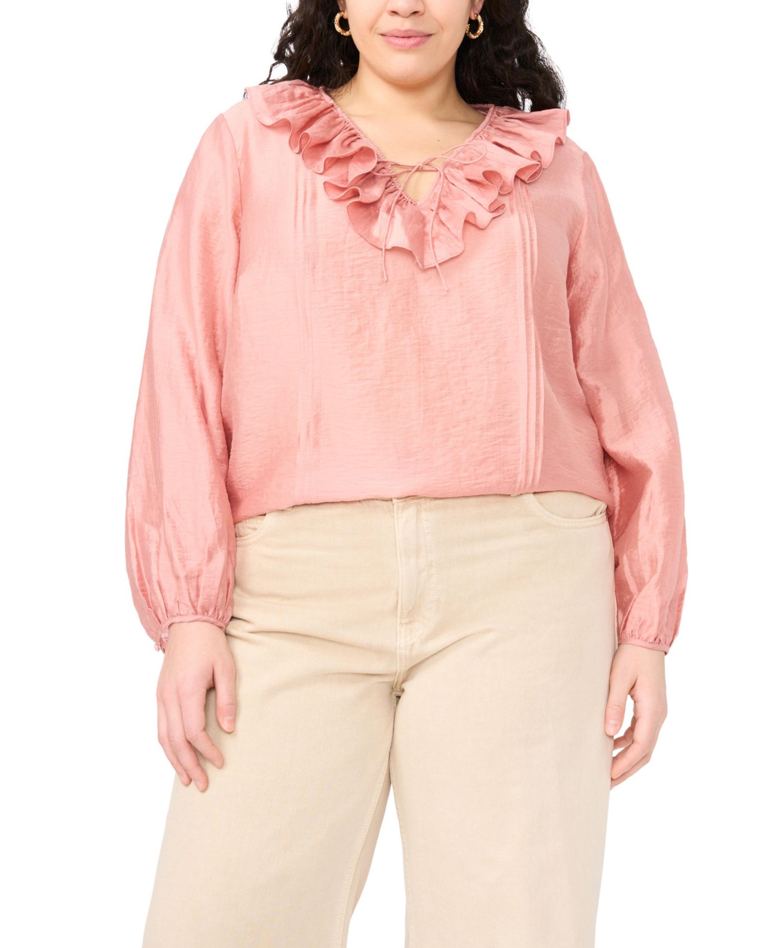Блузка Vince Camuto Plus Size Ruffle V-Neck