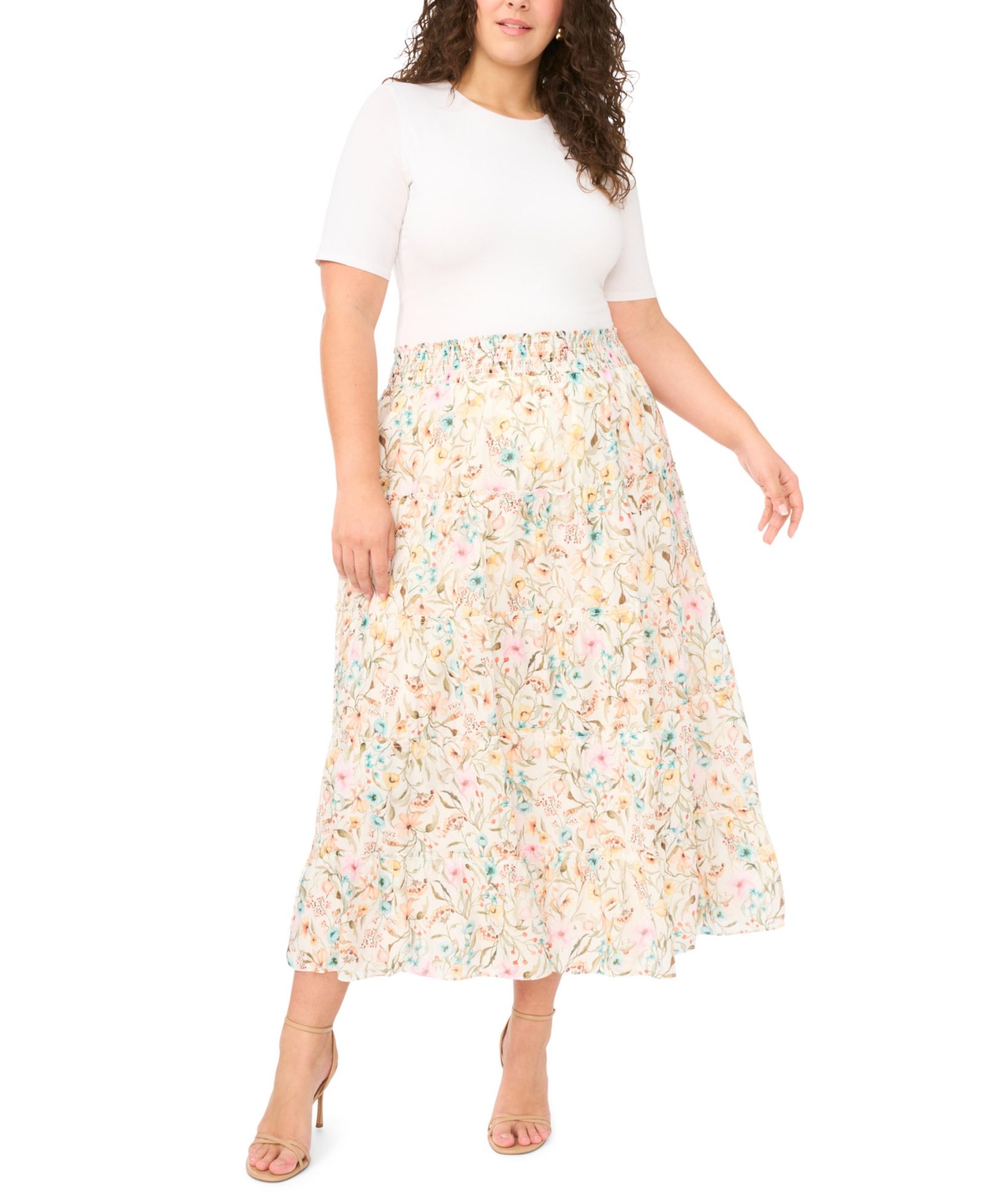 Vince Camuto Plus Size многослойная миди-юбка со сборчатым поясом