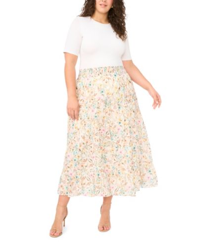 Vince Camuto Plus Size Tiered Smocked Waist Maxi Skirt