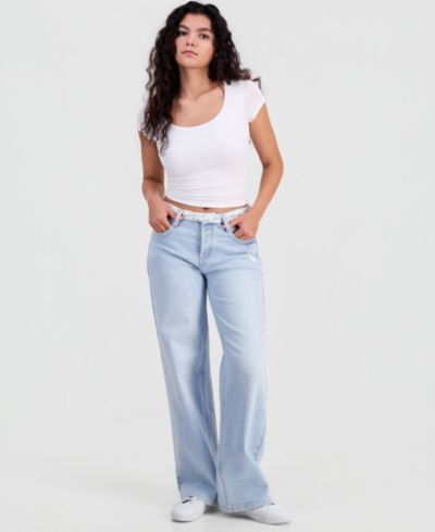 Детские джинсы Celebrity Pink Contrast-Waistband Wide-Leg