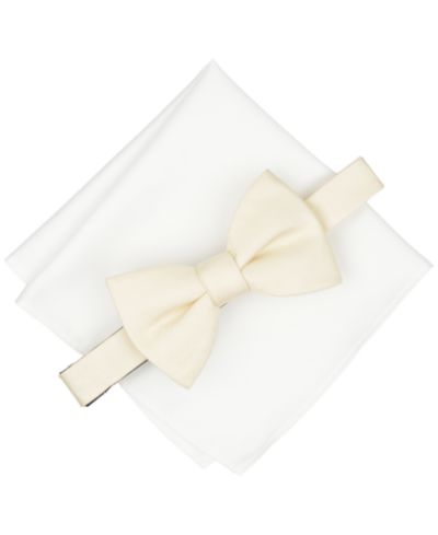 Alfani Men's Modern Texture Solid Bow Tie and Pocket Square, 2-Piece Set, Macy's Exclusive
