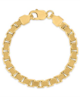 Macy's Men's Polished Box Chain Bracelet in 14k Gold Over Sterling Silver
