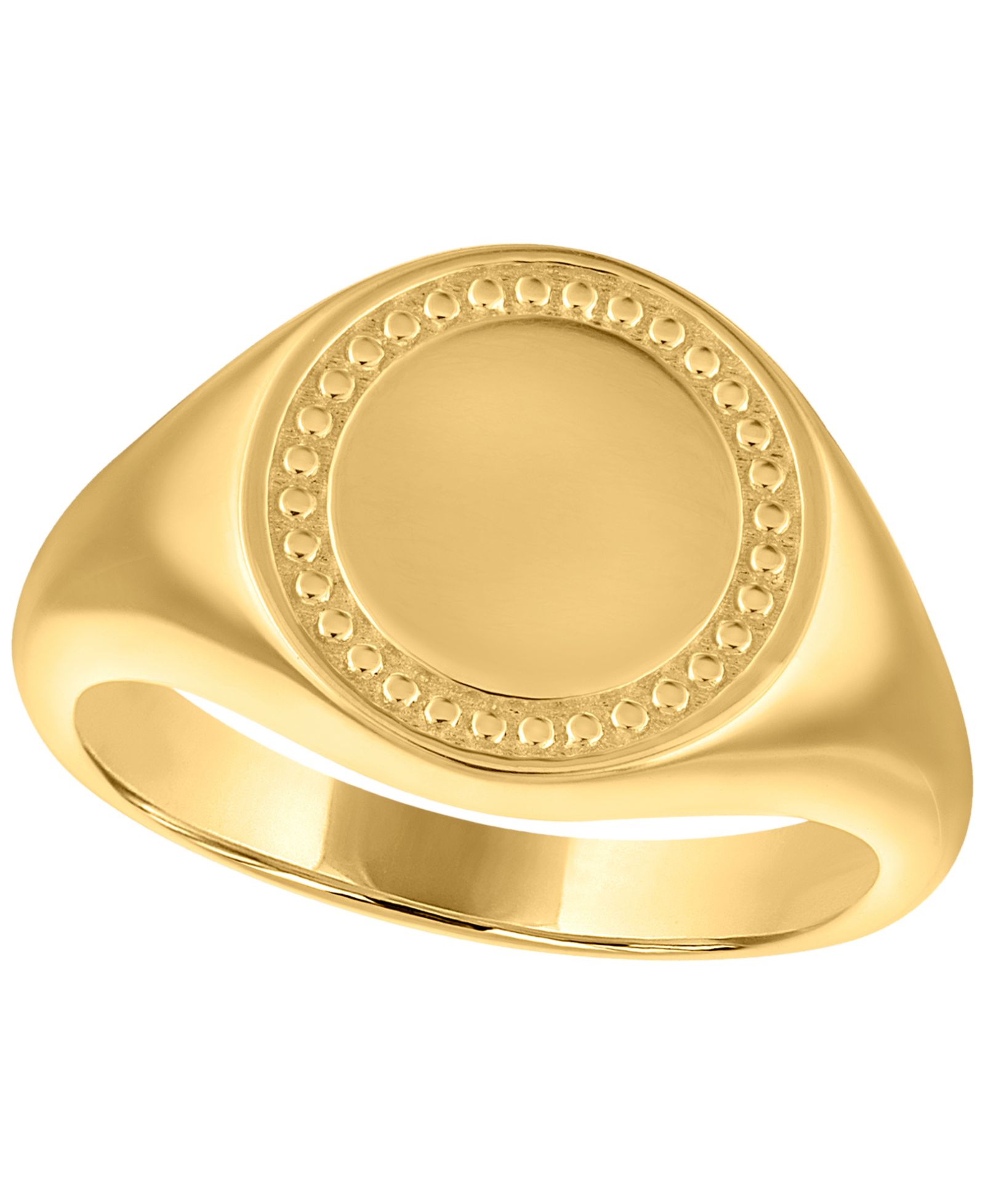 Macy's Men's Round Signet Ring in 14k Gold Over Sterling Silver