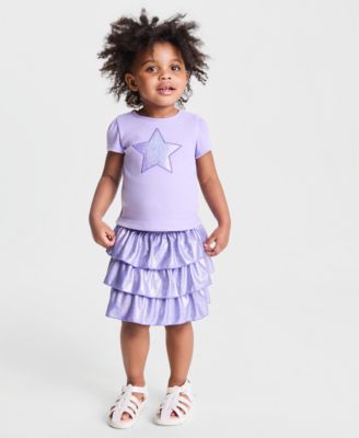 Epic Threads Toddler Girls' 12M-5T Star T-Shirt and Sparkle Tiered Skort, 2-Piece Set, Macy's Exclusive