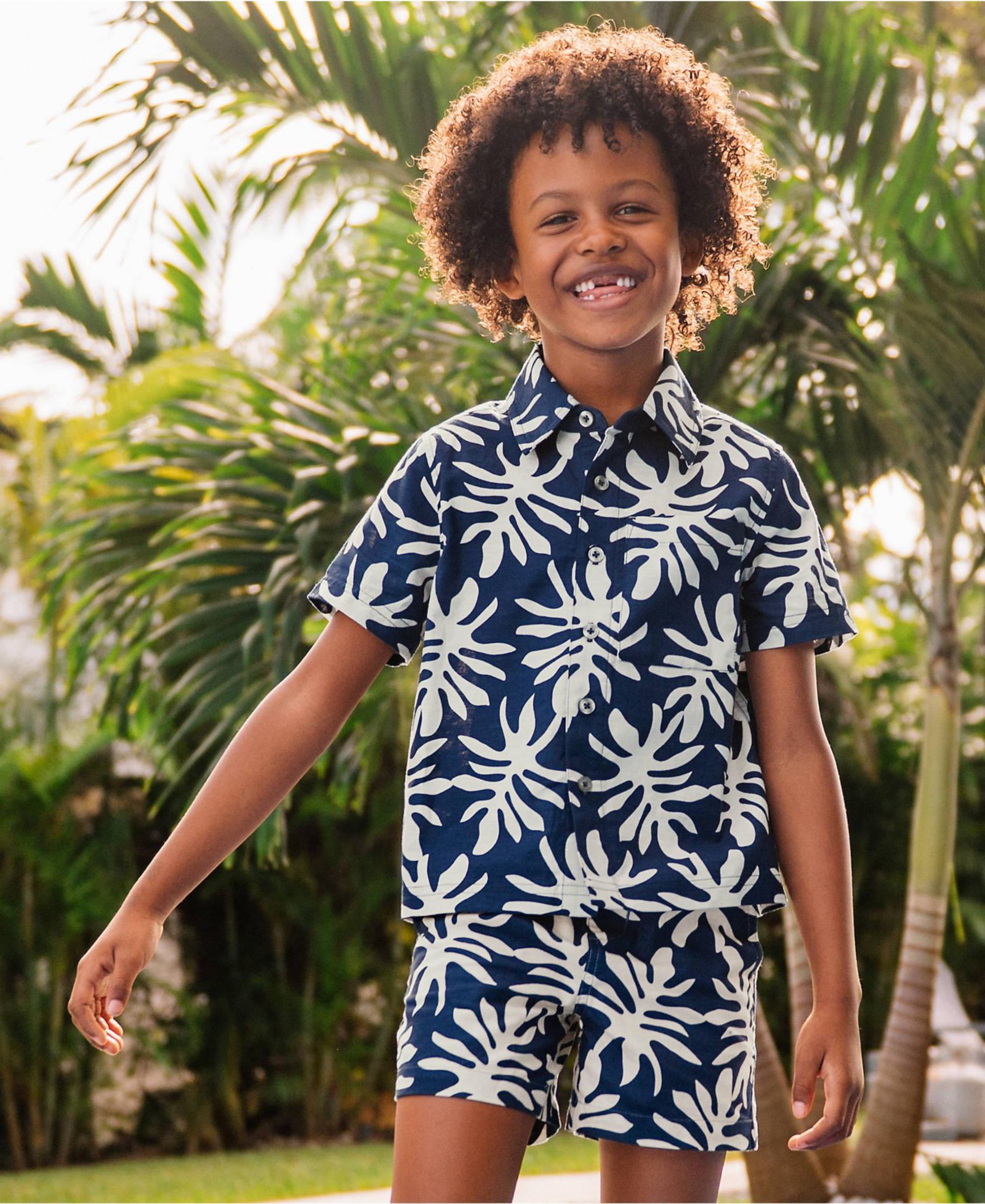 Lands' End Boys Short Sleeve Linen Slub Button Down Shirt