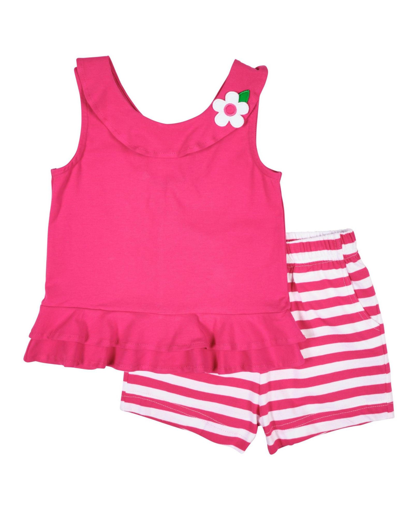 Florence Eiseman Big Girls Knit Top With Flower And Short Set