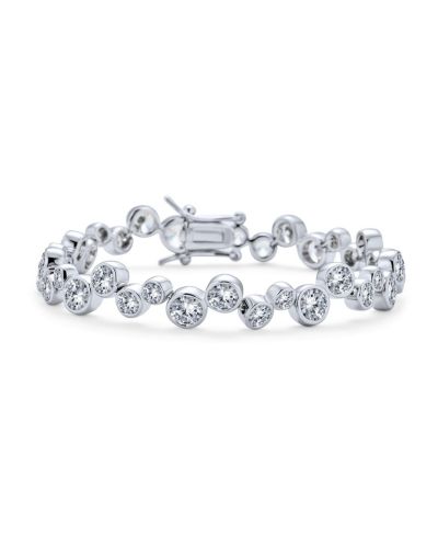 Bling Jewelry Zig Zag Geometric Cubic Zirconia Bezel Set Bubble Tennis Bracelet