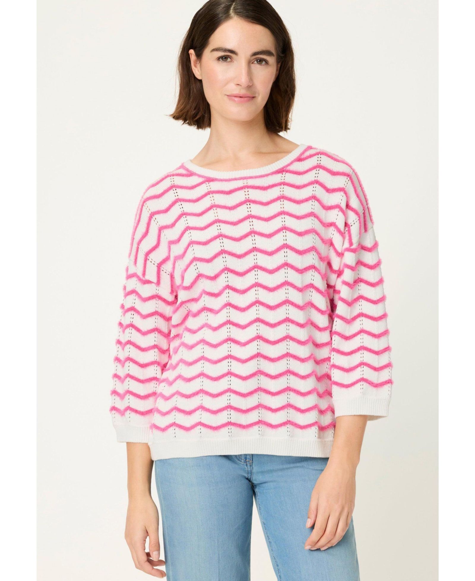 Olsen Women's Chevron Eyelash Knit Sweater