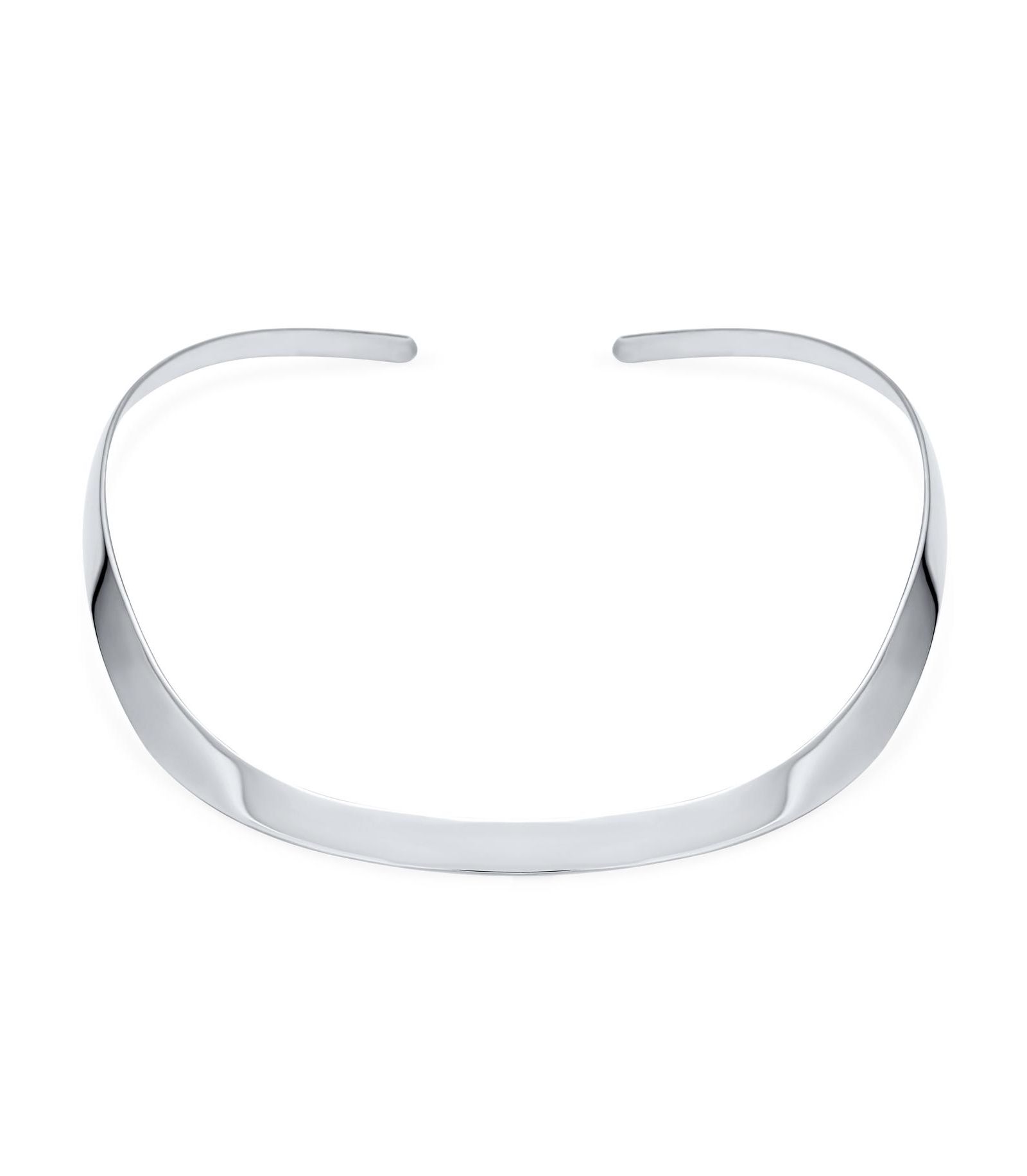 Ожерелье-чокер Bling Jewelry Modern Flat Contoured Collar Curved Statement.925 Silver Sterling
