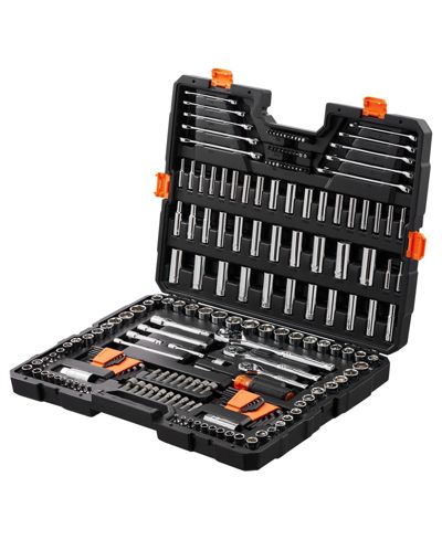 SUGIFT 205-Piece Mechanics Tool Set with 1/4"-1/2" Drive Sockets & Wrenches