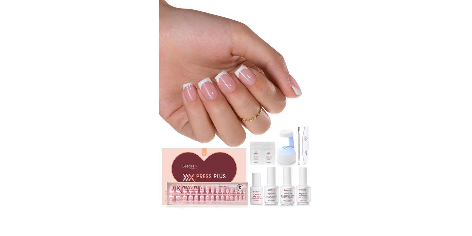 Набор накладных ногтей Beetles X Press Short Square French Tip, розовый (150 шт)