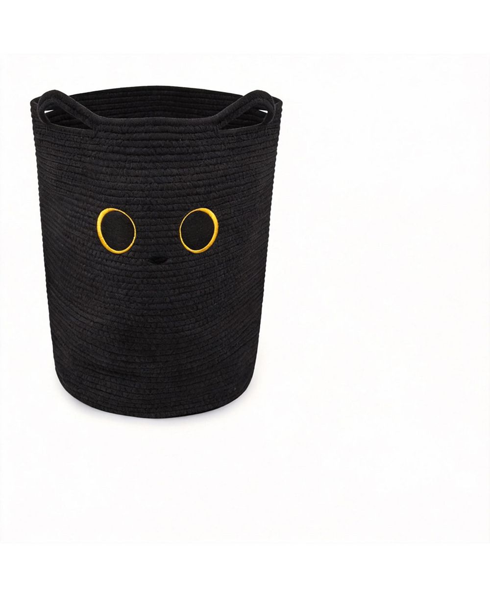 YIGII Cotton Rope Basket with Black Cat Design 53L Storage- Multi-Use Storage for Home, Office, Nursery