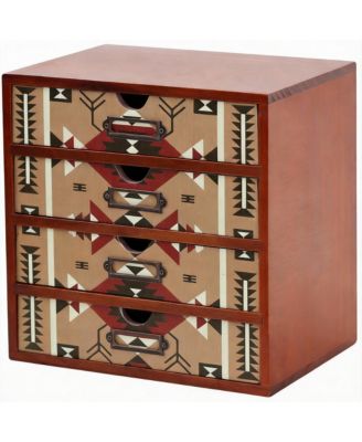 YIGII Boho Tribal 4-Drawer Desk Organizer: Stylish Storage for Office, Bedroom, Kitchen