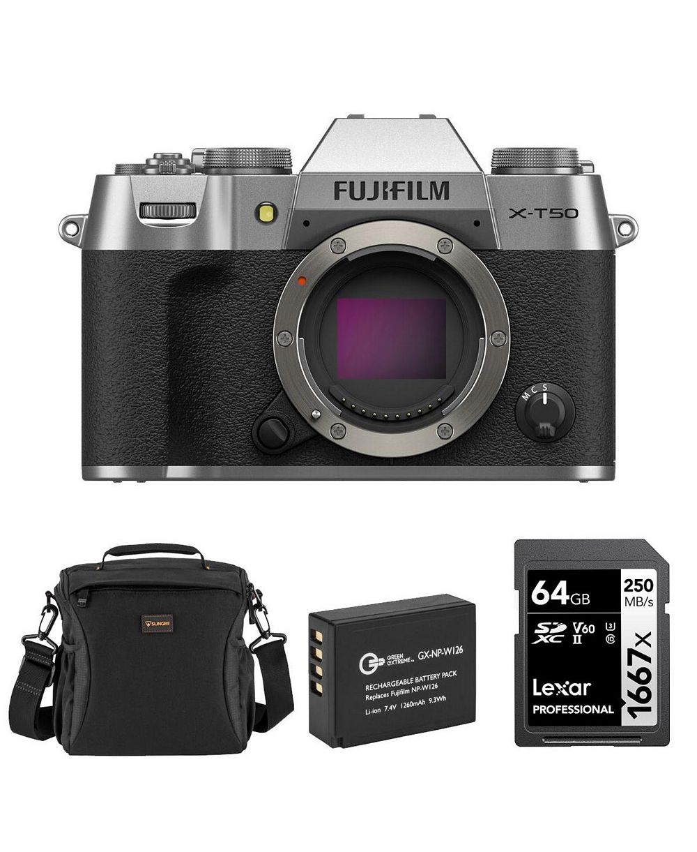 Fujifilm X-T50 Mirrorless Camera, Bundle with Li-Ion Battery, 64GB SDXC Memory Card and Shoulder Bag