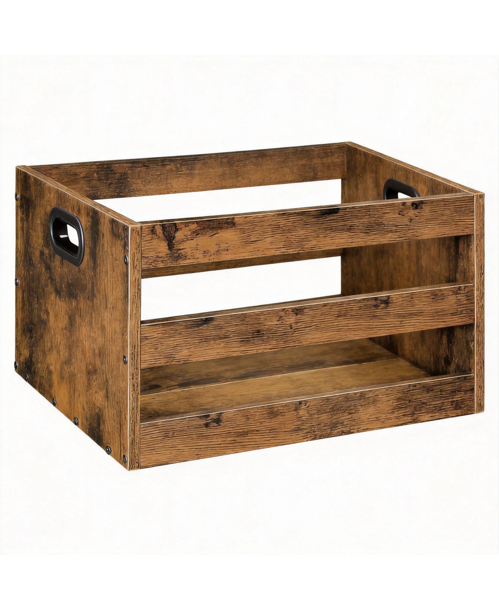 YIGII Vinyl Record Storage Crate - 40 Record Capacity, Rustic Brown, Multifunctional