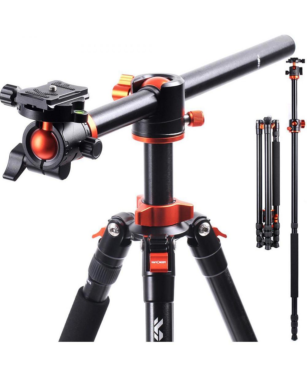K&F Concept K234A6 4-Section Aluminum Travel Tripod/Monopod with Ball Head