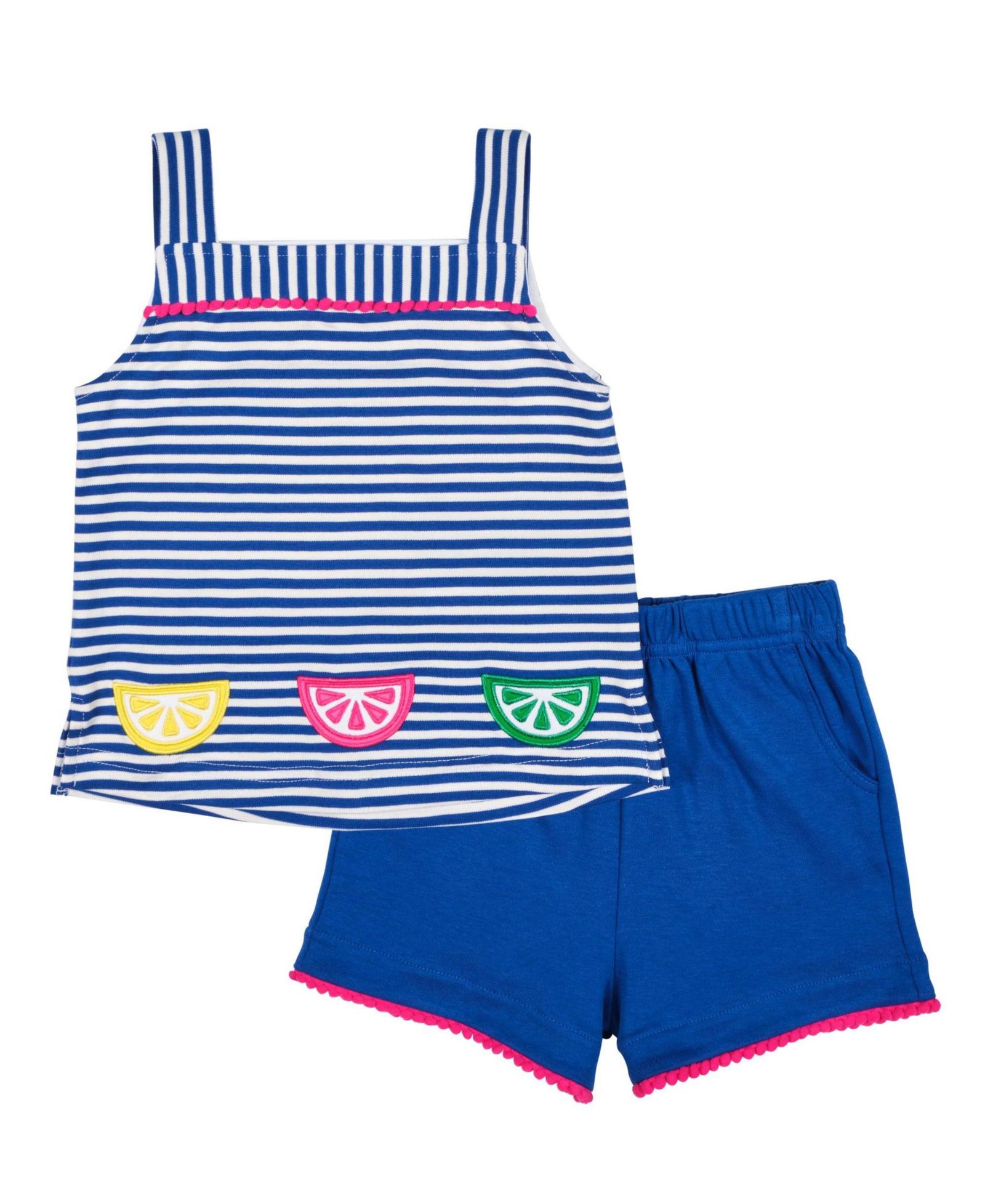 Florence Eiseman Big Girls Stripe Knit Short Set With Fruit Slices