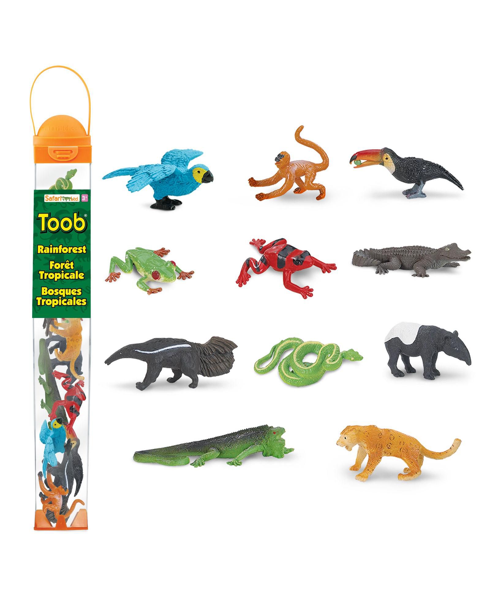 Safari Ltd. Rainforest Hand-Painted 11-Piece Figurine Toob, Ages 3+