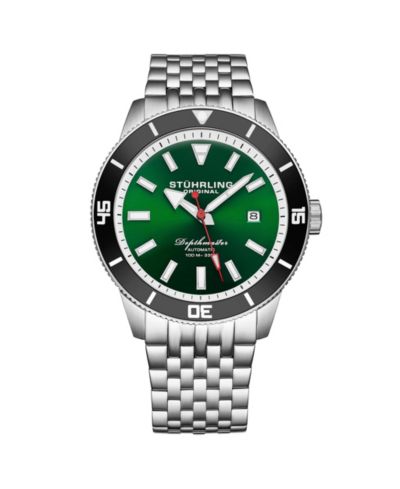 Мужские автоматические часы Stuhrling Depthmaster 4086.1, 42mm, сталь, черный циферблат