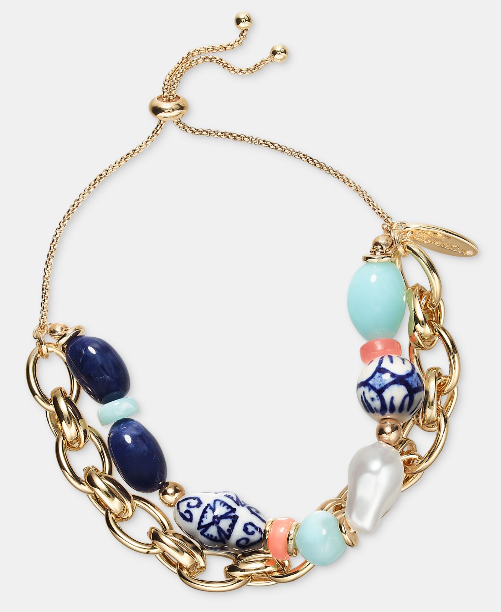 Браслет Style & Co Gold-Tone Beaded Slider