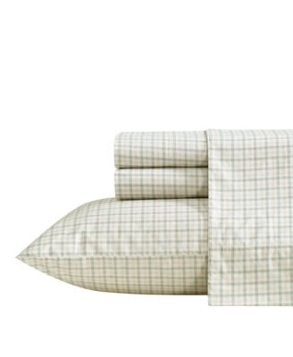 Nautica Calm Seas Gingham 200-Thread Count Cotton Percale 3-Pc. Sheet Set, Twin