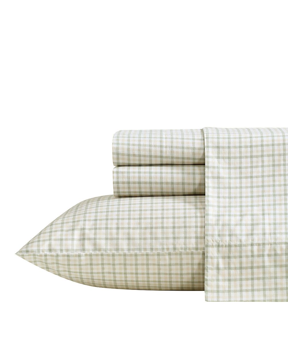 Nautica Calm Seas Gingham хлопковый перкале комплект постельного белья, 200-Thread Count, Queen
