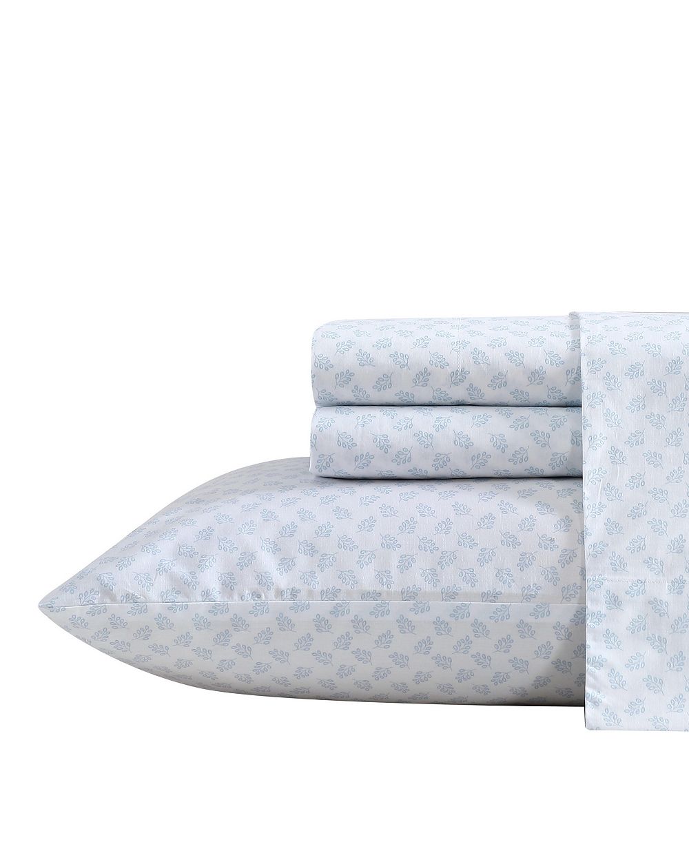 Nautica Breezy Bloom 200-Thread Count Cotton Percale 3-Pc. Sheet Set, Twin
