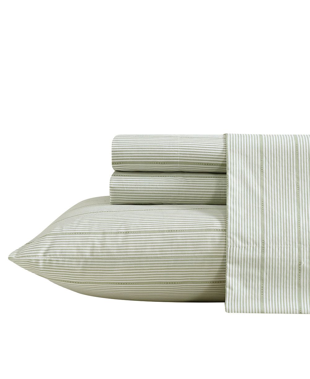 Nautica Ellipse Stripe 200-Thread Count Cotton Percale 3-Pc. Sheet Set, Twin XL