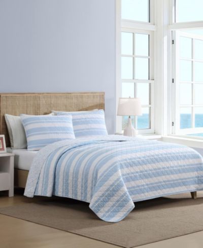 Nautica Seafront Stripe Cotton Reversible 3-Pc. Quilt Set, Full/Queen