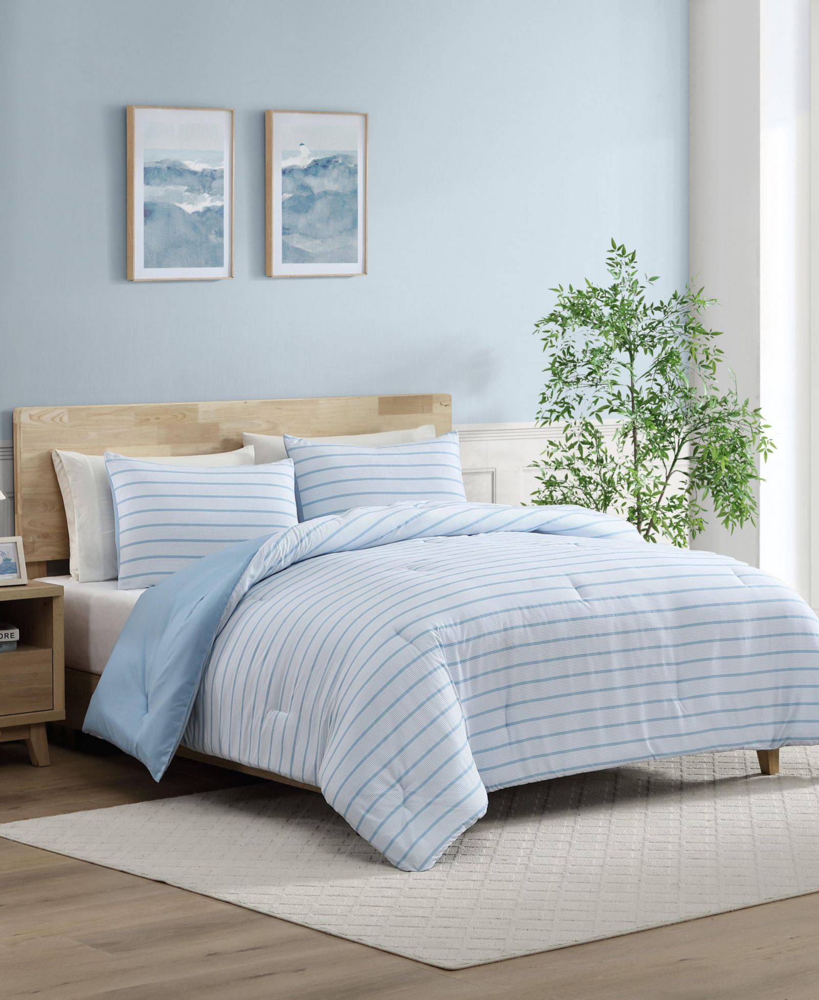 Комплект покрывала Nautica Chambray Waves с принтом, Twin/Twin XL