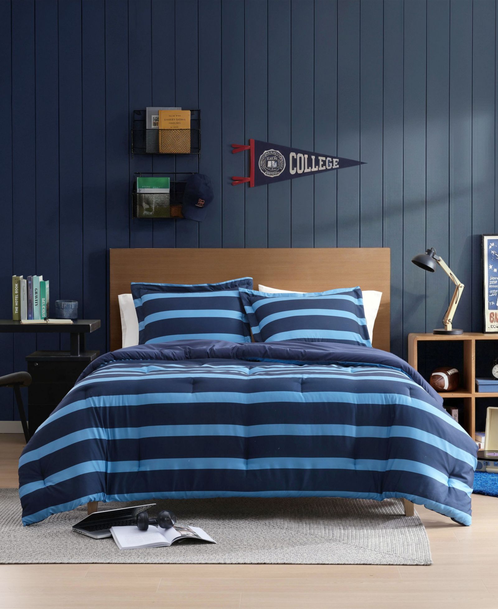 Комплект из 3 предметов Nautica Keelson Stripe Reversible Comforter Set, King