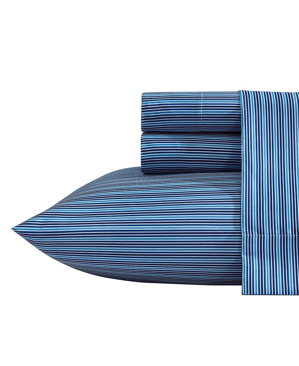 Nautica Alden Stripe Printed Microfiber 3-Pc. Sheet Set, Twin XL