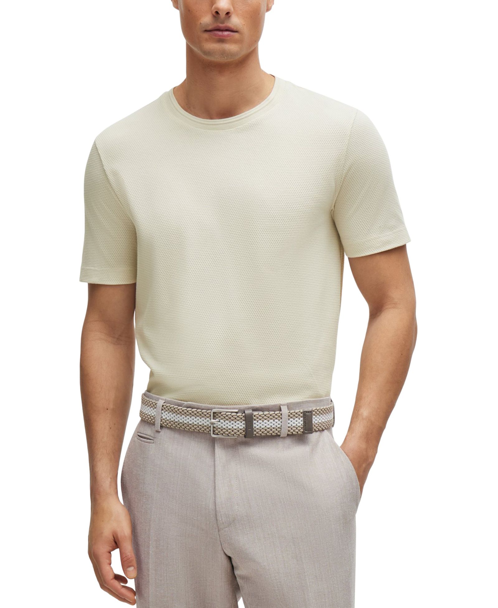 BOSS by Hugo Boss Men's Cotton-Blend Bubble-Jacquard T-Shirt