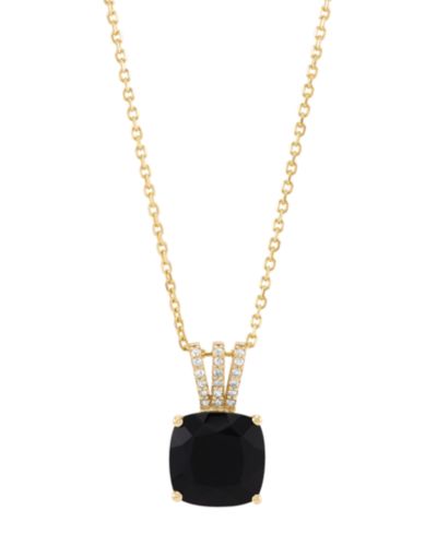 Ожерелье Macy's Onyx и Diamond Accent, 10k Yellow Gold