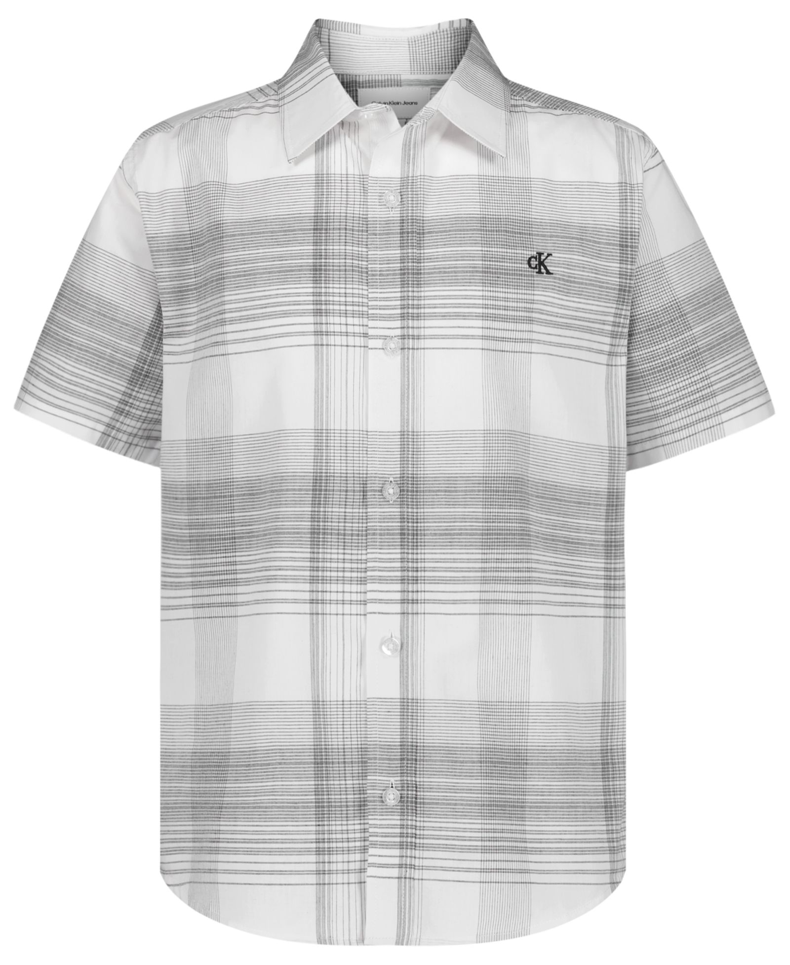 Мужская рубашка Calvin Klein Boys' 8-20 Intricate Plaid Woven Short-Sleeve
