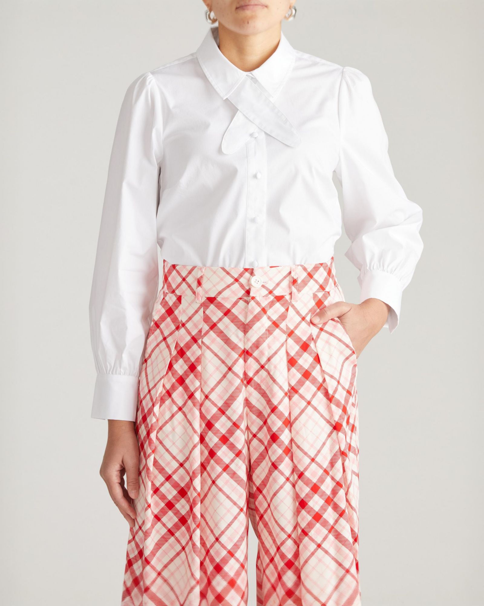 Universal Standard Women's Plus Size Janet Tie-Neck Cotton Poplin Shirt