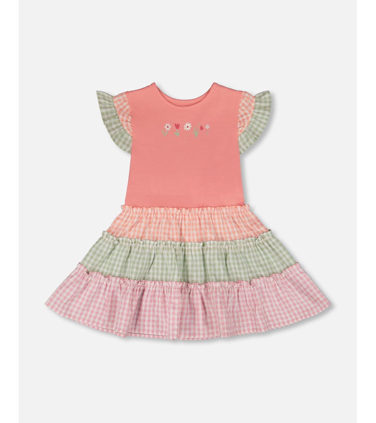 Детское хлопковое двухслойное платье Deux par Deux Toddler Girls Cotton Bi-Material Dress