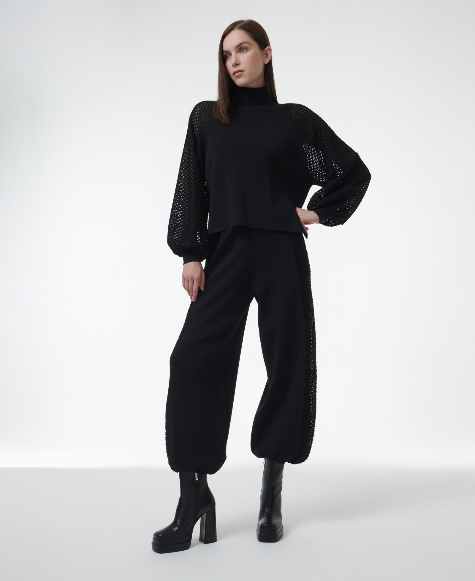 Leem Women's Mesh Detail Knit Trousers