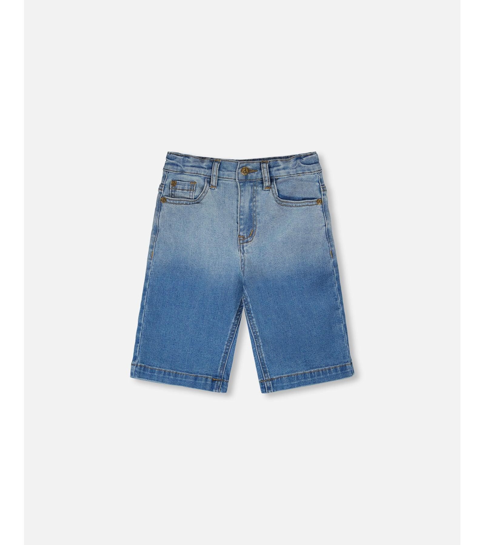 Deux par Deux Boy Stretch Jean Bermuda Grey To Blue Gradient