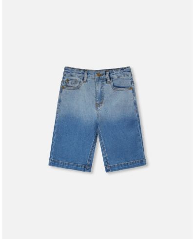 Deux par Deux Boy Stretch Jean Bermuda Grey To Blue Gradient
